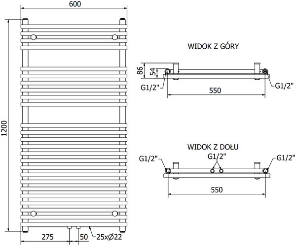 Mexen Sol, elektromos fűtőelem 1200x600 mm + fűtőrúd 600 W, króm, W125-1200-600-2600-01