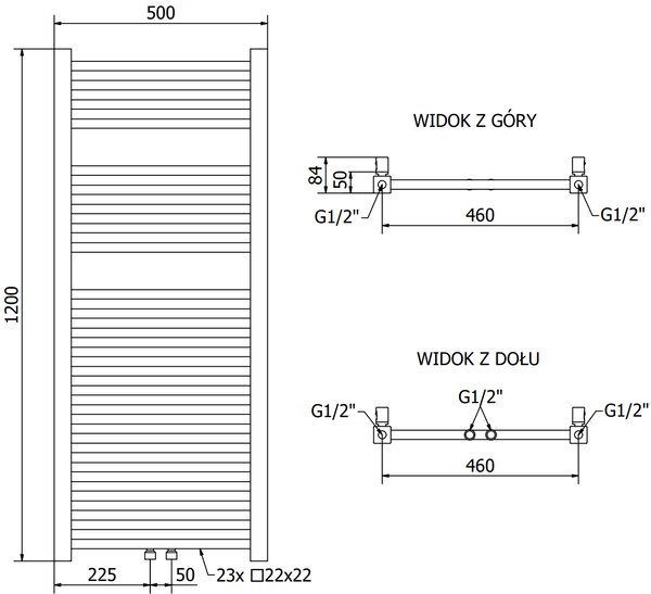 Mexen Pluton, elektromos fűtőelem 1200x500 mm + fűtőrúd 600 W, arany fényes, W106-1200-500-2600-50