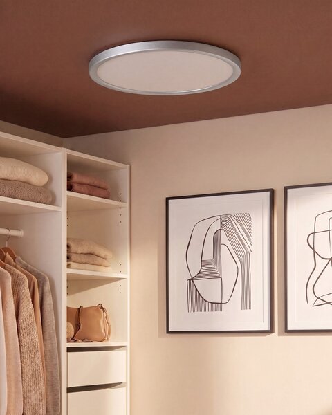 LED mennyezeti lámpa VELORA Távirányítóval Dimmer funkcióval Ezüst