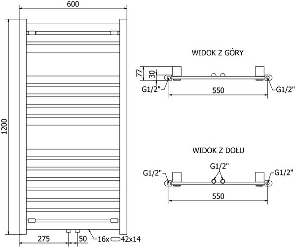 Mexen Uran, elektromos fűtőelem 1200x600 mm + fűtőrúd 600 W, króm, W105-1200-600-2600-01