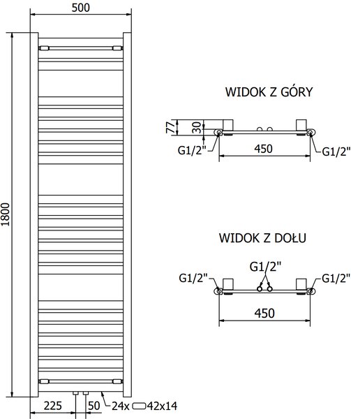 Mexen Uran, elektromos fűtőelem 1800x500 mm + fűtőrúd 900 W, arany fényes, W105-1800-500-2900-50