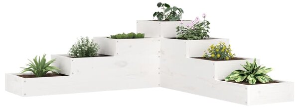 VidaXL fehér 4 szintes tömör fenyőfa kerti virágtartó 106x104,5x36 cm