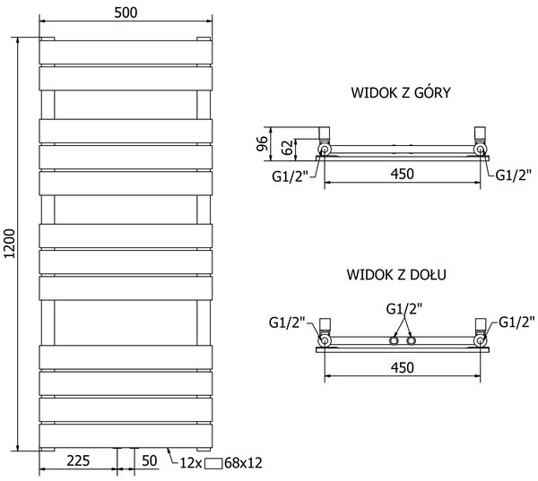 Mexen, Mexen Ceres elektromos melegítő 1200 x 500 mm, 600 W, króm - W111-1200-500-2600-01