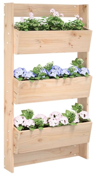 VidaXL 3 szintes tömör fenyőfa fali virágtartó 60 x 18,5 x 110 cm