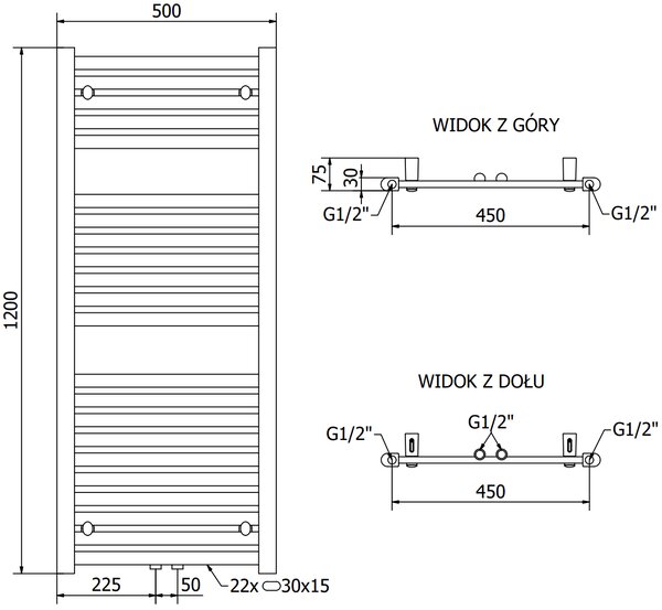 Mexen, Mexen Hades elektromos melegítő 1200 x 500 mm, 600 W, króm - W104-1200-500-2600-01