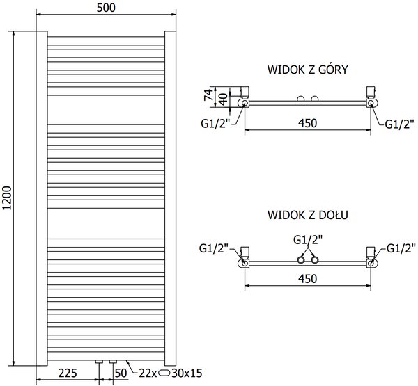 Mexen, Mexen Hades elektromos melegítő 1200 x 500 mm, 600 W, arany - W104-1200-500-2600-50