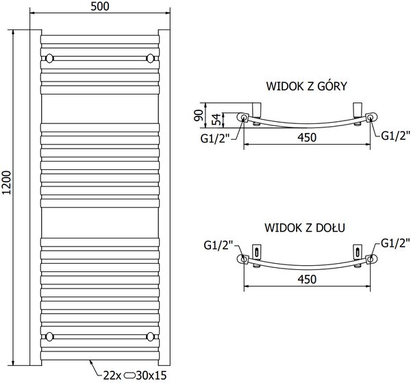 Mexen, Mexen Helios elektromos melegítő 1200 x 500 mm, 600 W, króm - W103-1200-500-2600-01