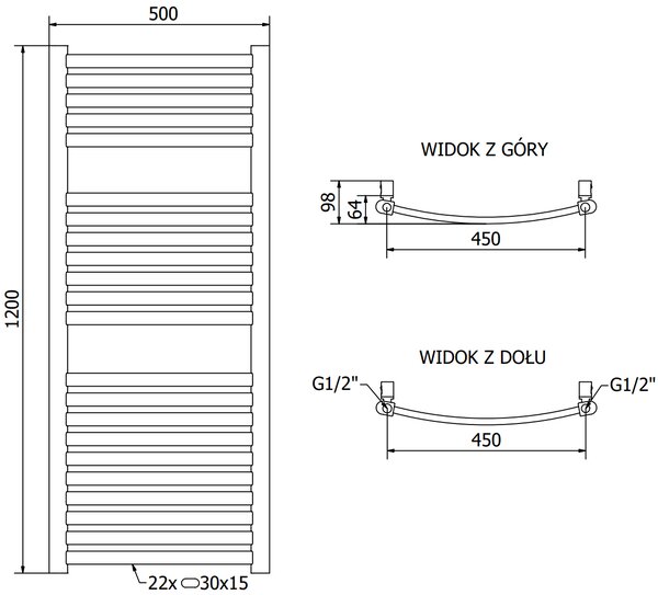 Mexen, Mexen Helios elektromos melegítő 1200 x 500 mm, 600 W, arany - W103-1200-500-2600-50