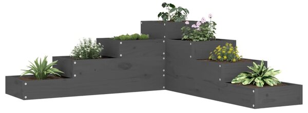 VidaXL szürke 4 szintes tömör fenyőfa kerti virágtartó 106x104,5x36 cm