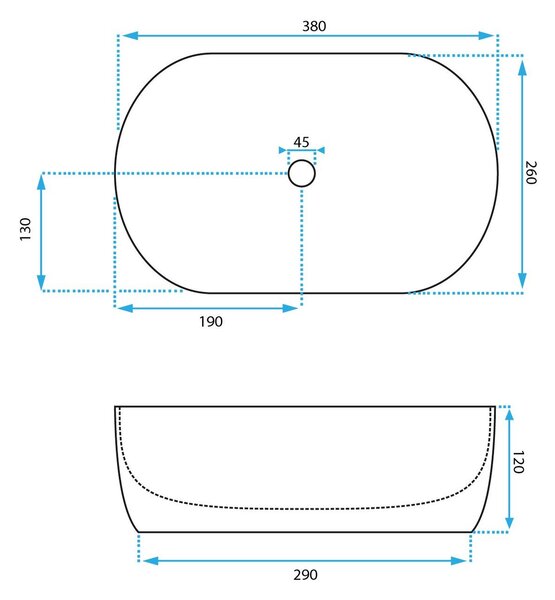 Rea Amelia Mini, asztali mosogató 380x260x120 mm, fehér fényes, REA-U3322