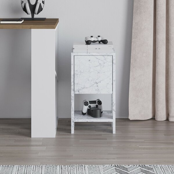 Hanah Home Nightstand Carrara Marble Ema - Carrara Marble