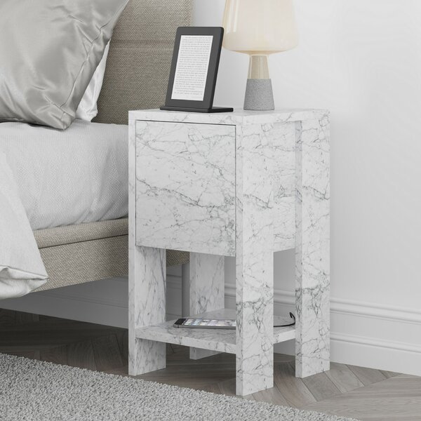 Hanah Home Nightstand Carrara Marble Ema - Carrara Marble