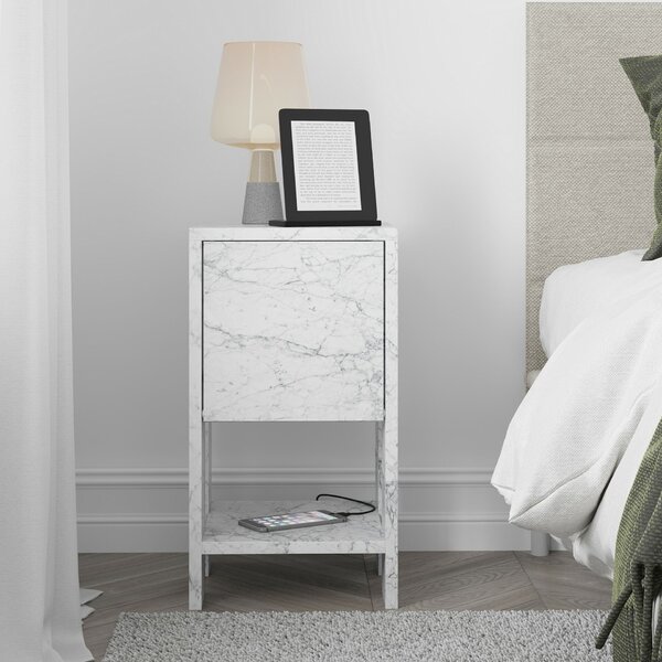 Hanah Home Nightstand Carrara Marble Ema - Carrara Marble