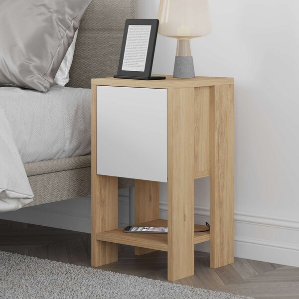 Hanah Home Nightstand Sapphire Oak White Ema - Sapphire Oak, White