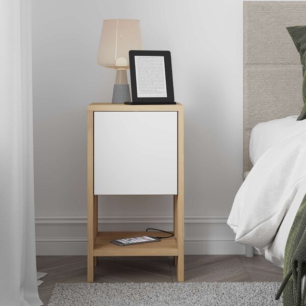 Hanah Home Nightstand Sapphire Oak White Ema - Sapphire Oak, White