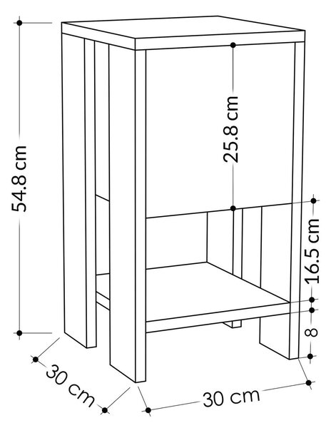 Hanah Home Nightstand Sapphire Oak White Ema - Sapphire Oak, White