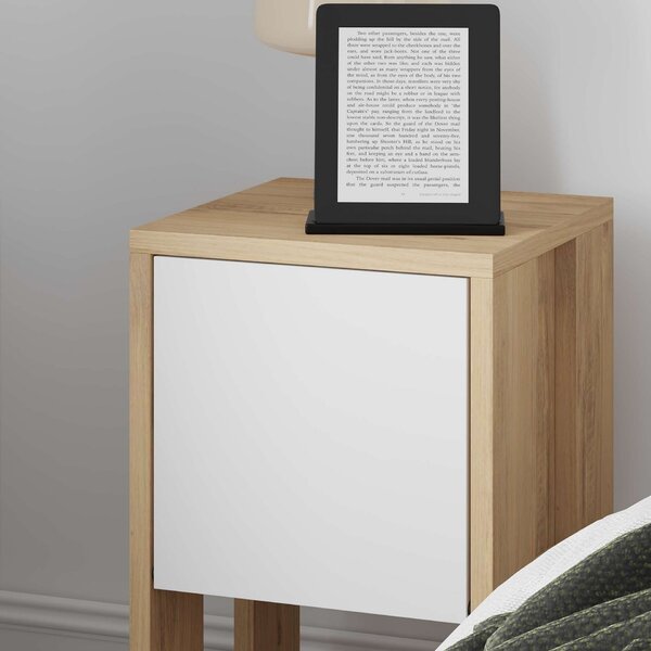 Hanah Home Nightstand Sapphire Oak White Ema - Sapphire Oak, White