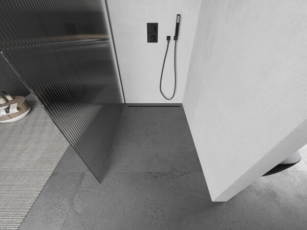Mexen Kioto L, Walk-In zuhany paraván 70 x 200 cm, 8 mm-es üveg bordás mintával, grafit profil, 800-070-103-66-09