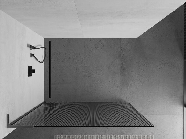 Mexen Kioto L, Walk-In zuhany paraván 70 x 200 cm, 8 mm-es üveg bordás mintával, grafit profil, 800-070-103-66-09
