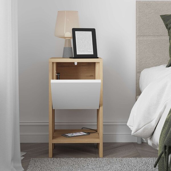 Hanah Home Nightstand Sapphire Oak White Ema - Sapphire Oak, White