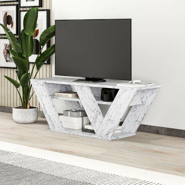 Hanah Home TV Stand Carrara Marble Pipralla - Carrara Marble