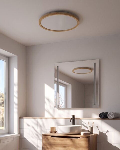 LED mennyezeti lámpa VELORA Távirányítóval Dimmer funkcióval Világosbarna