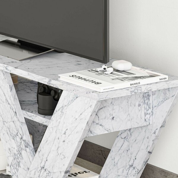 Hanah Home TV Stand Carrara Marble Pipralla - Carrara Marble
