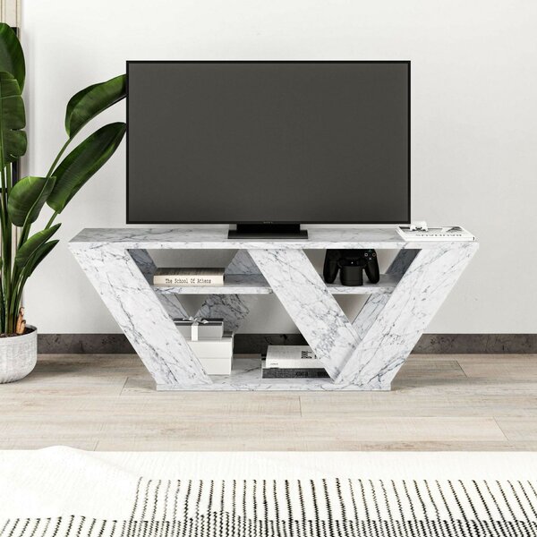 Hanah Home TV Stand Carrara Marble Pipralla - Carrara Marble