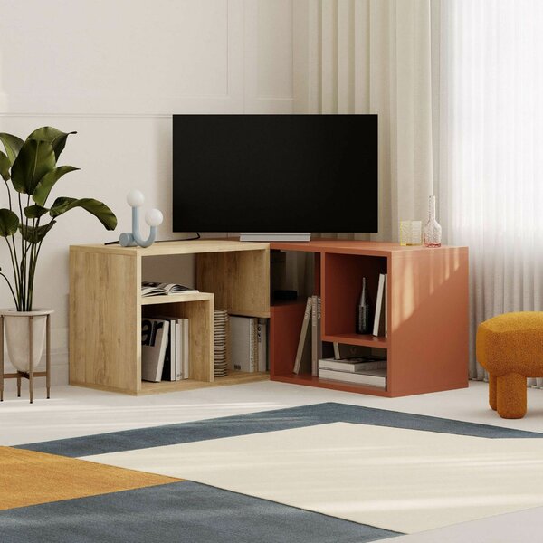 Hanah Home TV Stand Sapphire Oak Cinnamon Glis - Sapphire Oak, Cinnamon