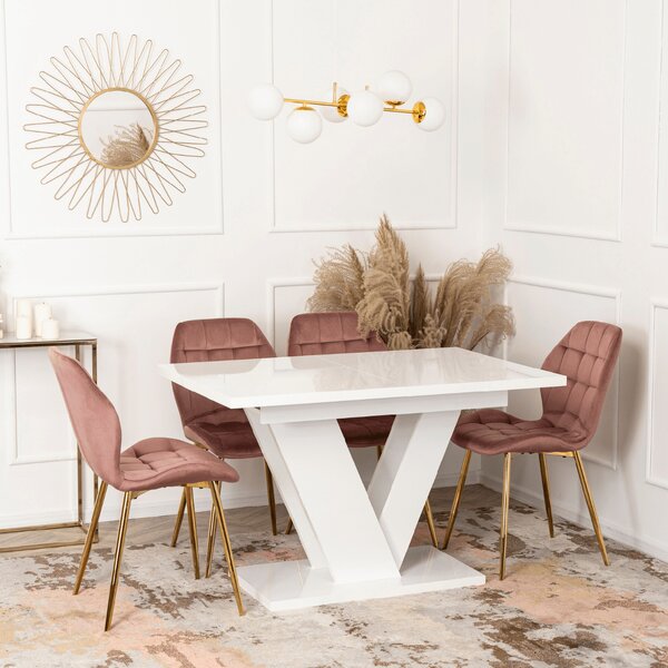 JAKS Clark étkezőasztal 120 cm fehér gloss glamour