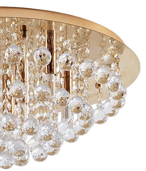 Lindby mennyezeti lámpa Gillion, 8-light, arany, kristály, Ø 55cm, dimmelhető, Sárgaréz / arany, Nappali / Étkező, Kristály, Modern