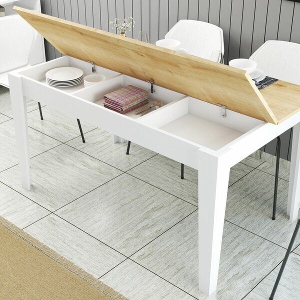 Hanah Home Dining Table White Oak Milan 896 - White, Oak