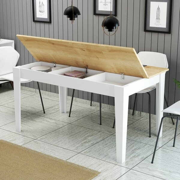 Hanah Home Dining Table White Oak Milan 896 - White, Oak
