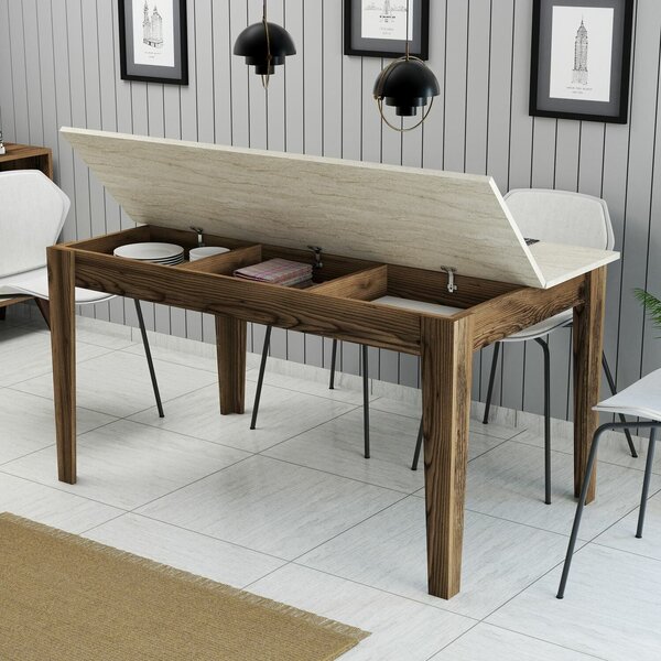 Hanah Home Milan 898 étkezőasztal - diófa, travertin