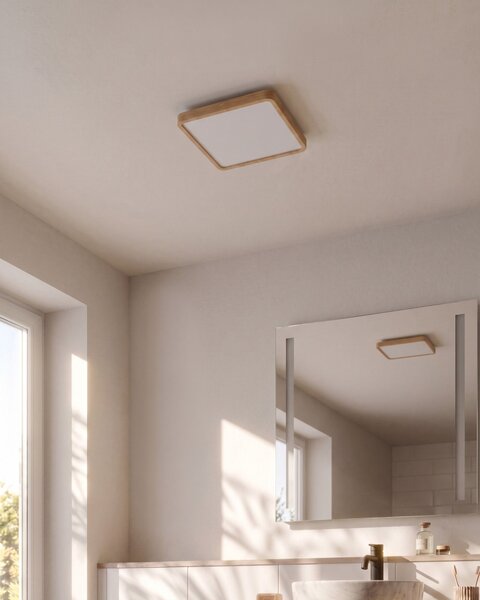 LED mennyezeti lámpa TIVORA Távirányítóval Dimmer funkcióval Világosbarna