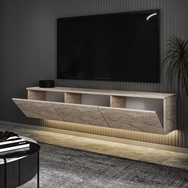 Hanah Home TV állvány travertin neon világítással - travertin