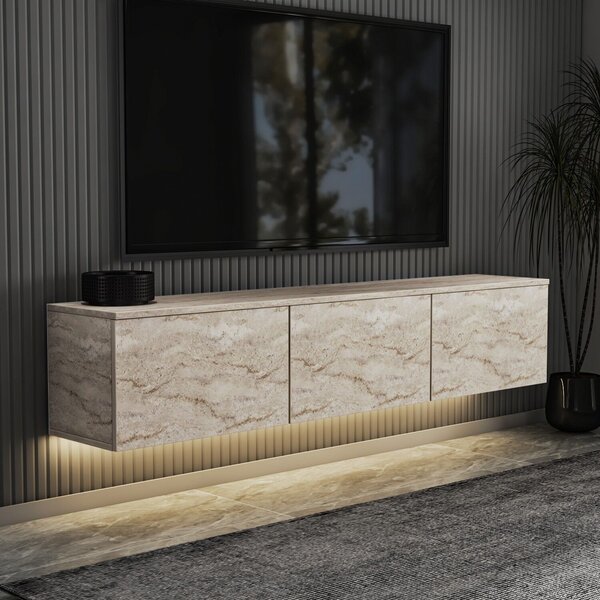 Hanah Home TV állvány travertin neon világítással - travertin