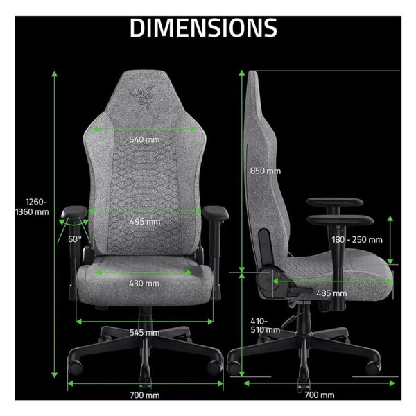 RAZER ISKUR V2 X GAMER SZÉK, VILÁGOSSZÜRKE (RZ38-05310200-R3G1)