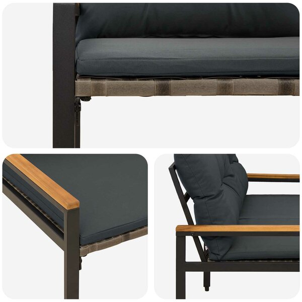 VidaXL Kerti pad 2 -Seater 116 x 67,5 x 72 cm polirattan Sötétszürke