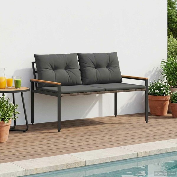 VidaXL Kerti pad 2 -Seater 116 x 67,5 x 72 cm polirattan Sötétszürke