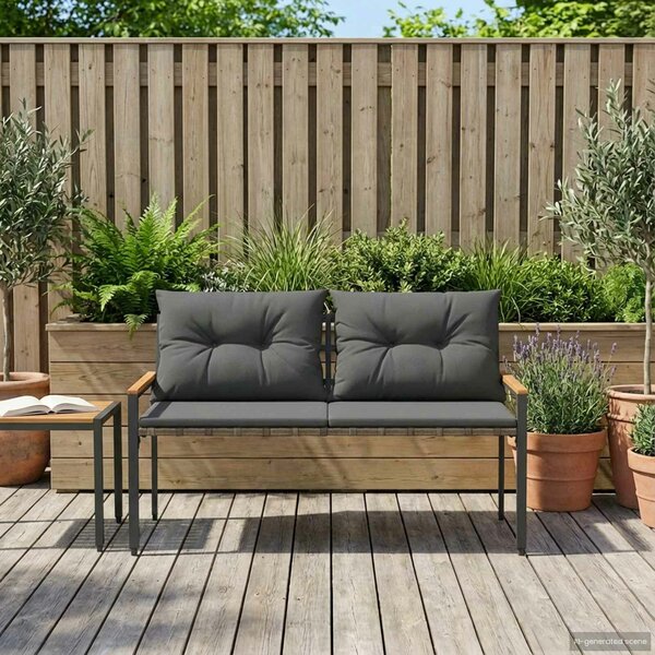 VidaXL Kerti pad 2 -Seater 116 x 67,5 x 72 cm polirattan Sötétszürke
