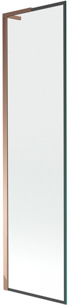 Mexen Next L, 1 szárnyú kádparaván 50 x 150 cm, 6mm átlátszó üveg-fekete mintás, rózsa arany profil, 895-050-000-03-70-60