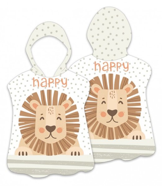 Gyermek poncsó HAPPY LION fehér 60 x 60 cm
