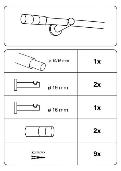 Fém bővíthető függönykarnis 120 - 210 cm Kreta - Gardinia