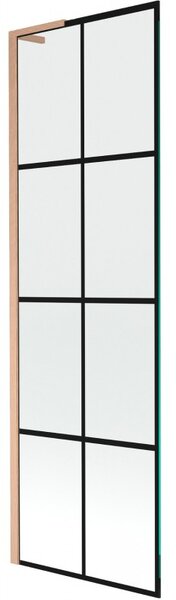 Mexen Next L, 1 szárnyú kádparaván 60 x 150 cm, 6mm átlátszó üveg-fekete mintás, rézprofil, 895-060-000-03-77-65