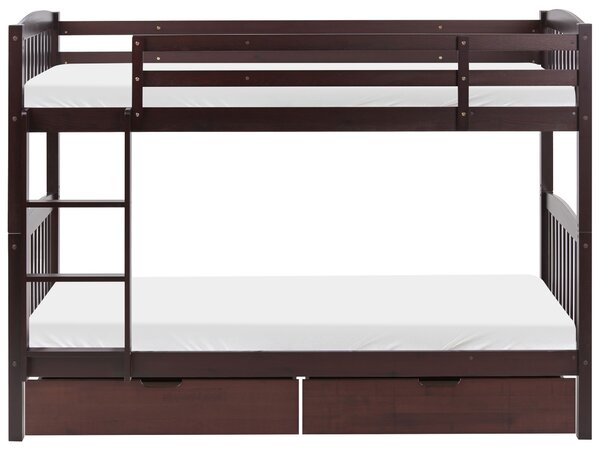 Emeletes ágy fiókokkal REVIN Fenyő Sötétbarna 90 x 200 cm