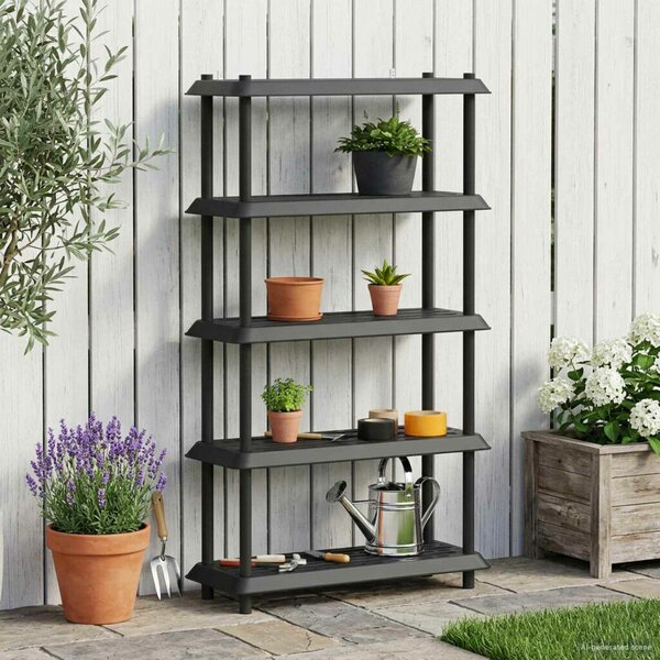 VidaXL Polc egység 5 szint 100 x 40 x 177 cm PP Antracitszürke