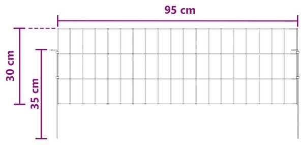 VidaXL Kerti kerítés karókkal 48 db 95 x 30 cm Horganyzott Acél Ezüst