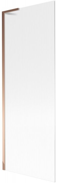 Mexen Next L, 1 szárnyú kádparaván 70 x 150 cm, 6 mm-es üveg bordás mintával, rózsa arany profil, 895-070-000-03-09-60