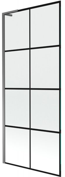Mexen Next L, 1 szárnyú kádparaván 80 x 150 cm, 6mm átlátszó üveg-fekete mintás, grafit profil, 895-080-000-03-77-95